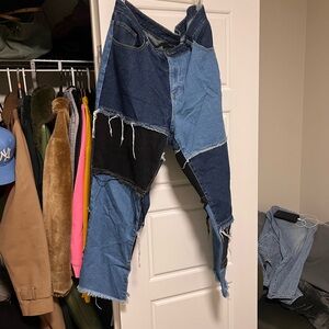 SHEIN Two-Tone Blue Denim Jeans